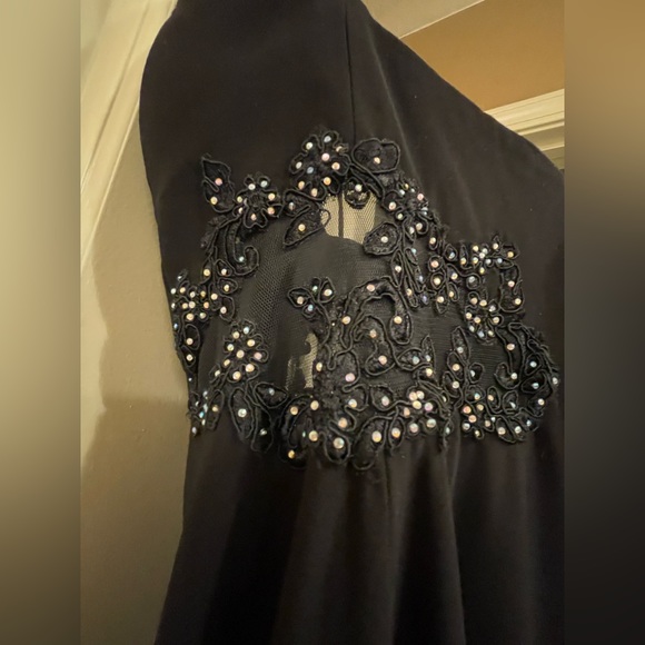 Black Sequined/Mesh Halter Top Dress - Picture 7 of 9